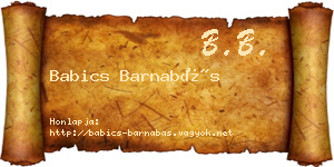 Babics Barnabás névjegykártya