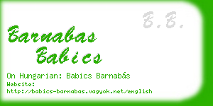 barnabas babics business card
